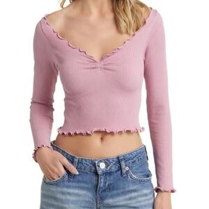 BDG Mauve Ribbed Crop Top